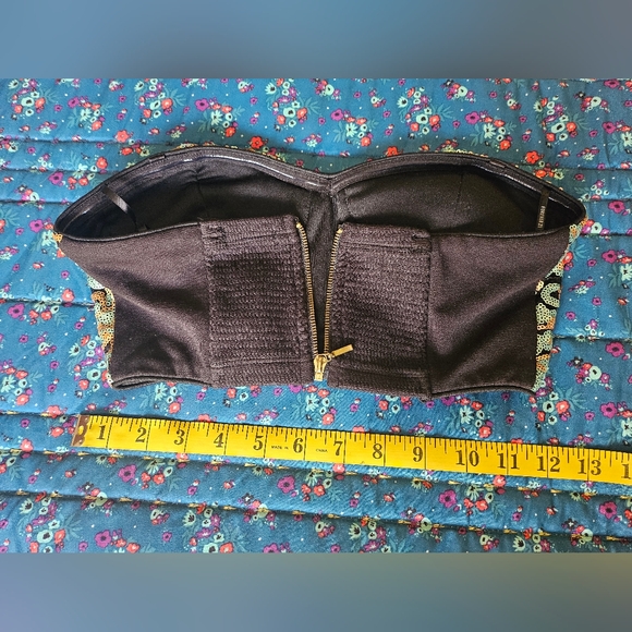 Womens Forever 21 Sequins Blue Gold Black Zipper Back Top Size Small - Picture 5 of 9